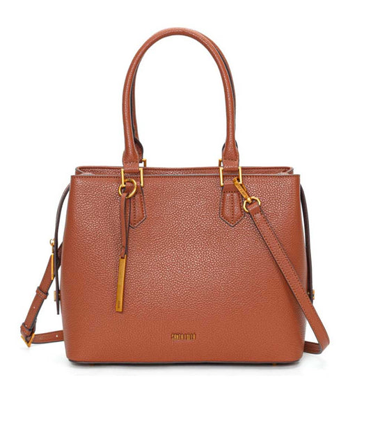 Bolsa Tote Santa Lolla Marrom Quadrada Alça Transversal