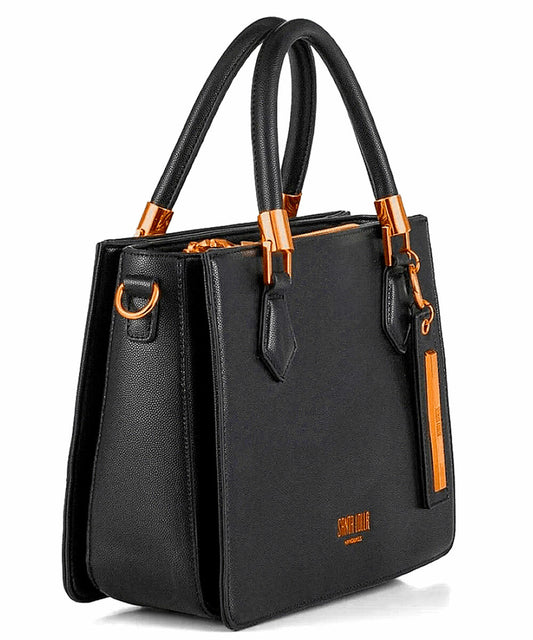 Bolsa Tote Santa Lolla Preta Estruturada Alça Tiracolo