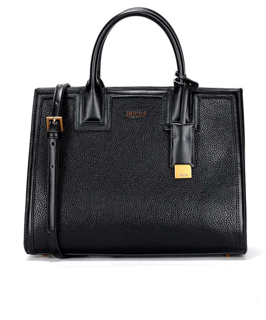 Bolsa Tote Santa Lolla Preta Pespontos Transversal