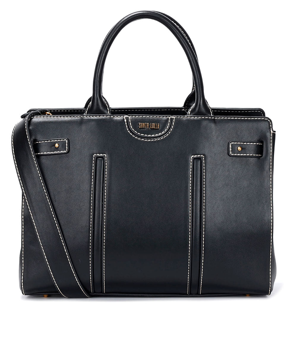 Bolsa Tote Santa Lolla Preto Pesponto