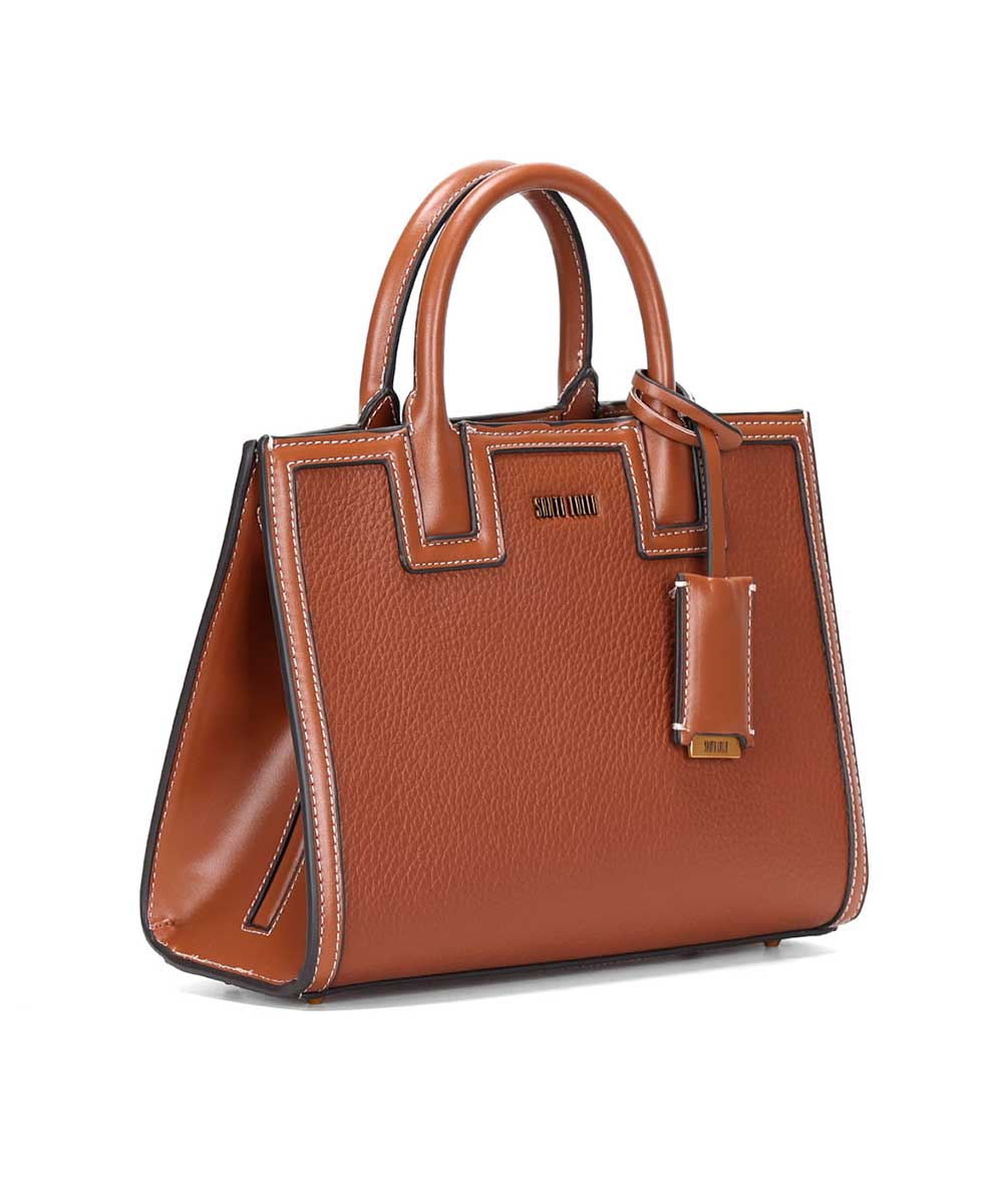 Bolsa Tote Santa Lolla Quadrada Marrom Pespontos