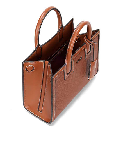 Bolsa Tote Santa Lolla Quadrada Marrom Pespontos