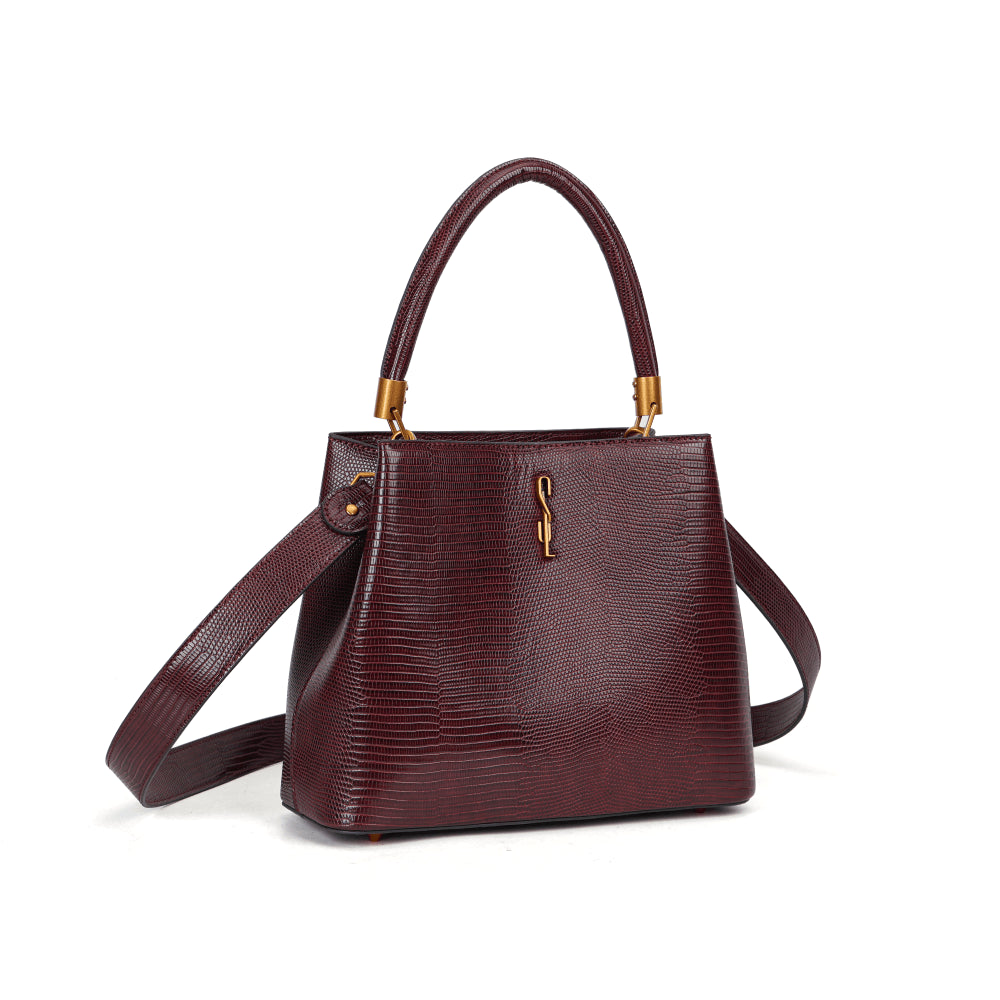 Bolsa Tote Vinho Lizard Santa Lolla Duas Alças