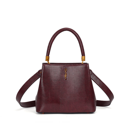 Bolsa Tote Vinho Lizard Santa Lolla Duas Alças