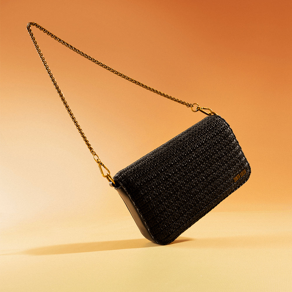 Bolsa Tramado Santa Lolla Preta Duas Alças