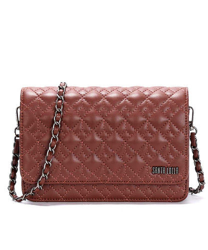 Bolsa Transversal Santa Lolla Alça Corrente Marrom