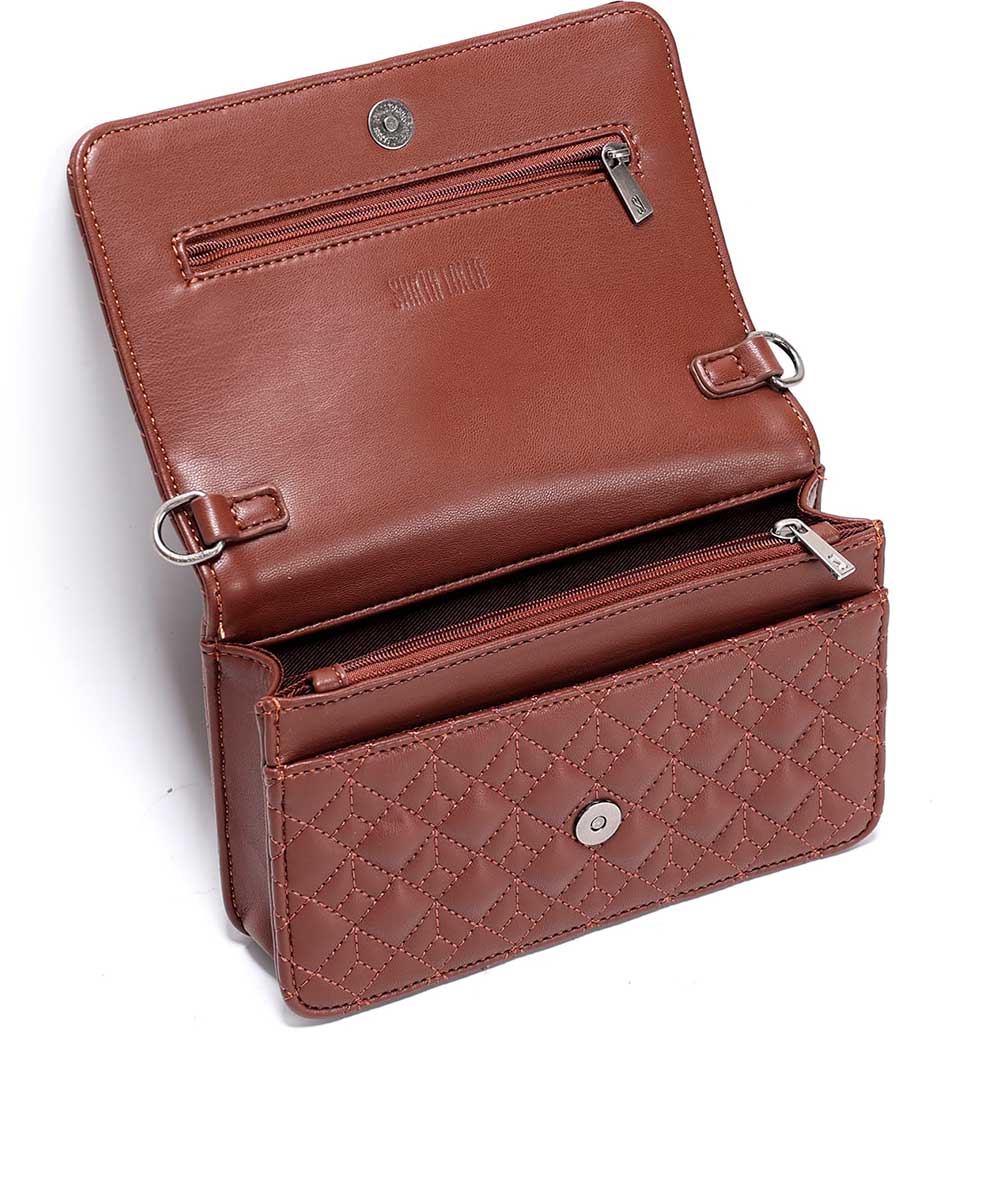 Bolsa Transversal Santa Lolla Alça Corrente Marrom