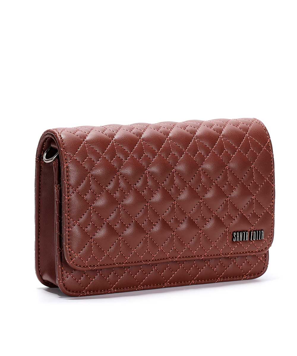 Bolsa Transversal Santa Lolla Alça Corrente Marrom
