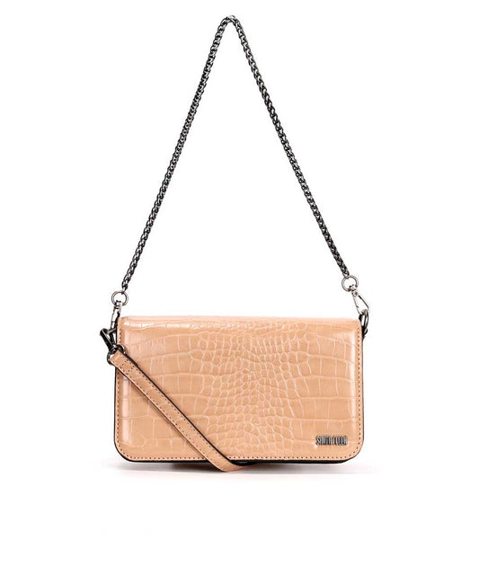 Bolsa Transversal Santa Lolla Amêndoa Brilho Correntes