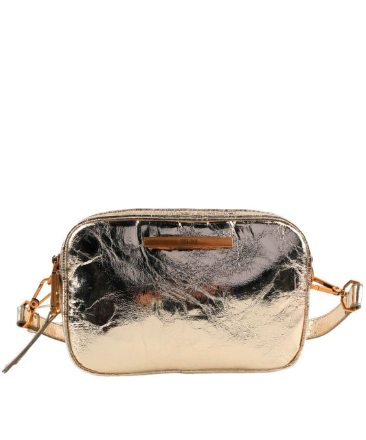 Bolsa Transversal Santa Lolla Dourada Metalizada Crinkle