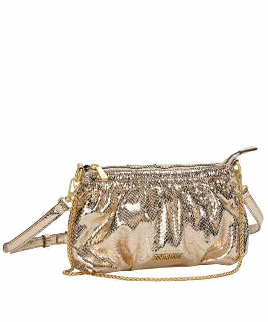 Bolsa Transversal Santa Lolla Dourada Metalizada