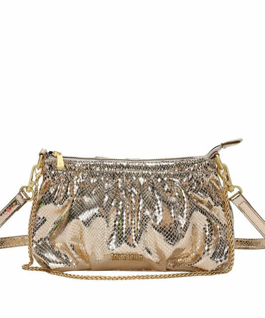 Bolsa Transversal Santa Lolla Dourada Metalizada