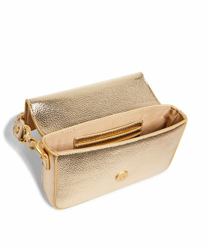 Bolsa Transversal Santa Lolla Dourada Metalizada