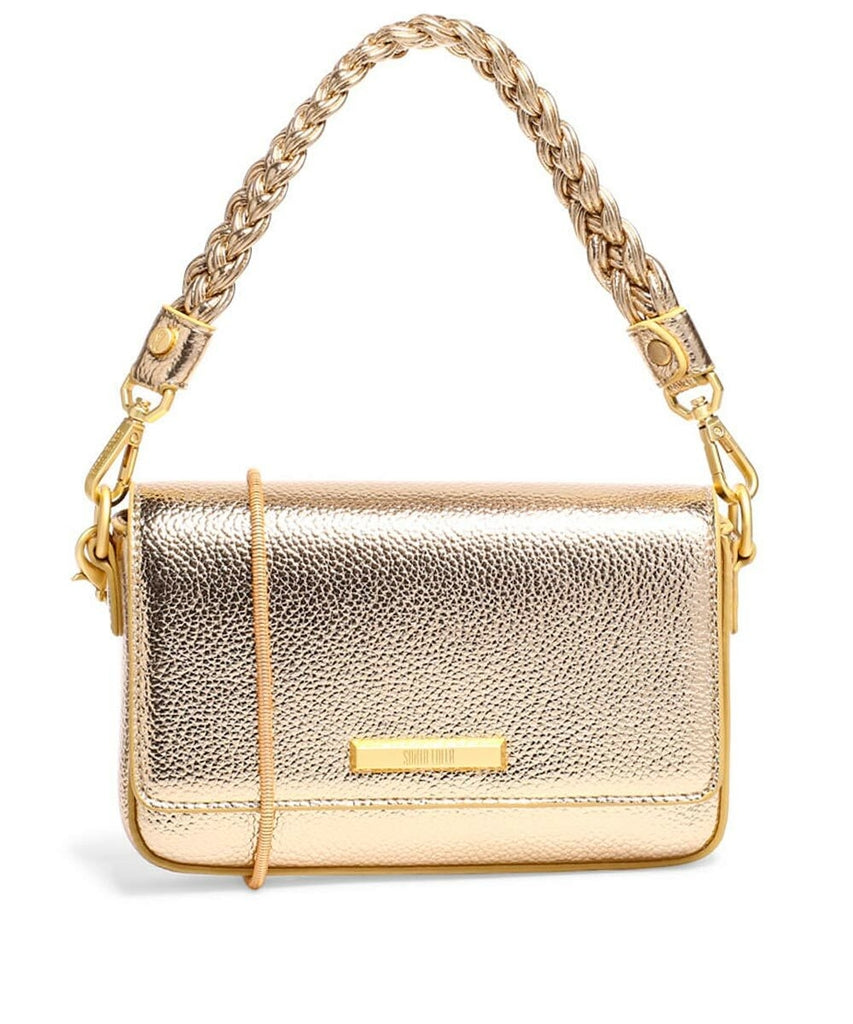 Bolsa Transversal Santa Lolla Dourada Metalizada