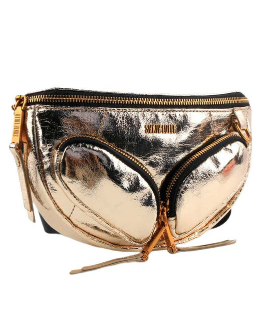 Bolsa Transversal Santa Lolla Dourada Metalizada