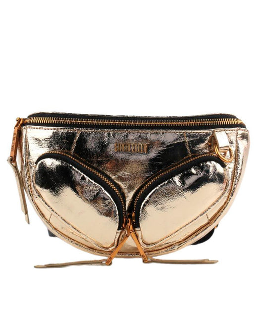 Bolsa Transversal Santa Lolla Dourada Metalizada