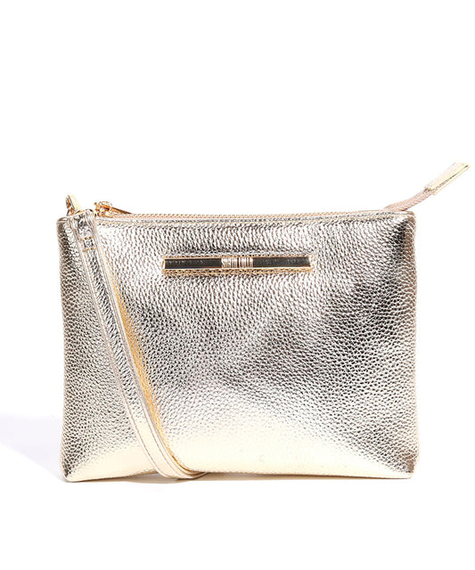 Bolsa Transversal Santa Lolla Dourada Metalizada