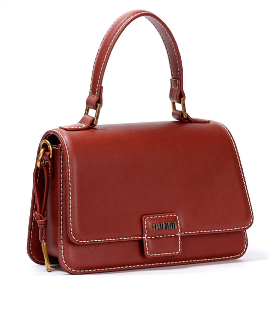 Bolsa Transversal Santa Lolla Marrom Pesponto