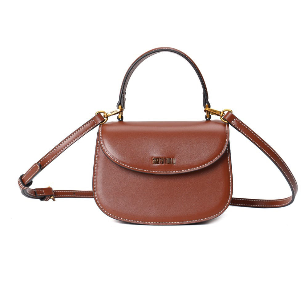 Bolsa Transversal Santa Lolla Marrom Pespontos