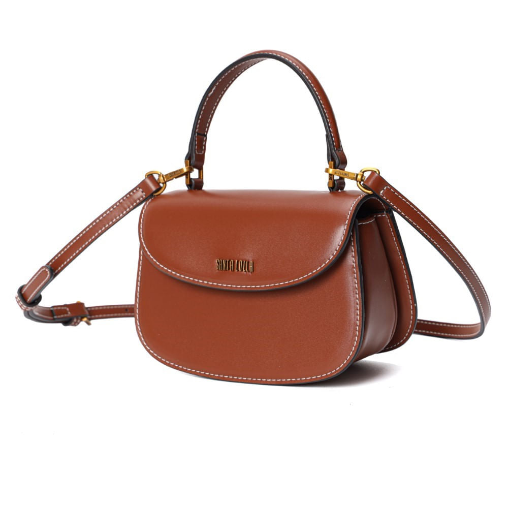 Bolsa Transversal Santa Lolla Marrom Pespontos