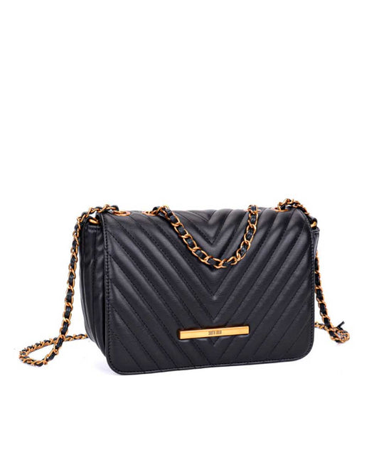 Bolsa Transversal Santa Lolla Matelassê Preto Correntes