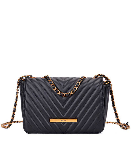 Bolsa Transversal Santa Lolla Matelassê Preto Correntes