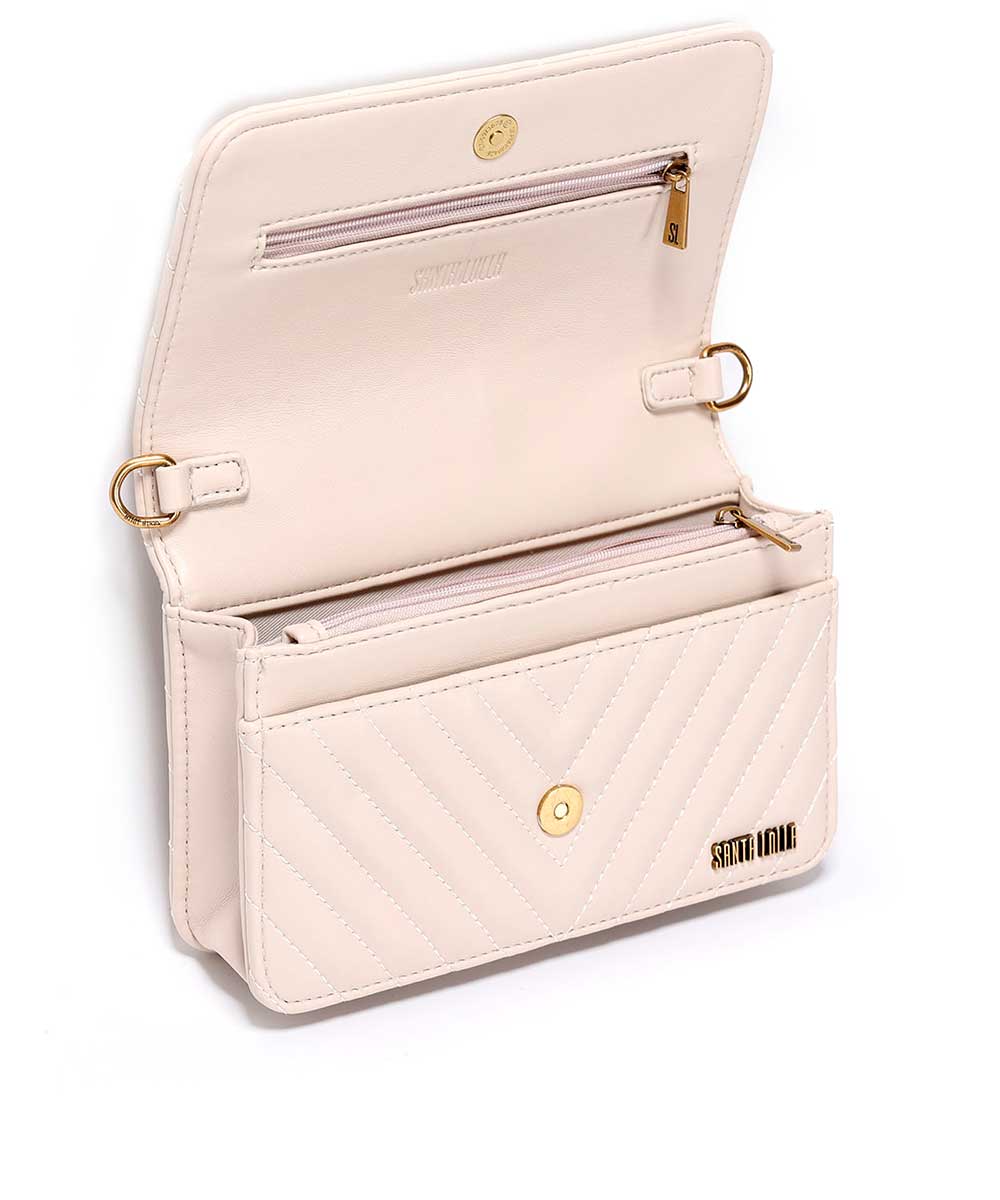 Bolsa Transversal Santa Lolla Off White Matelassê Correntes