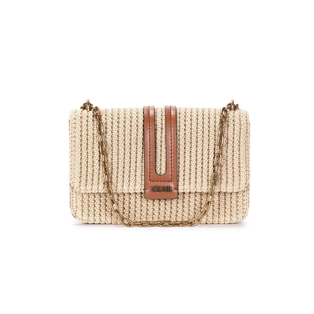 Bolsa Transversal Santa Lolla Palha Alça Corrente