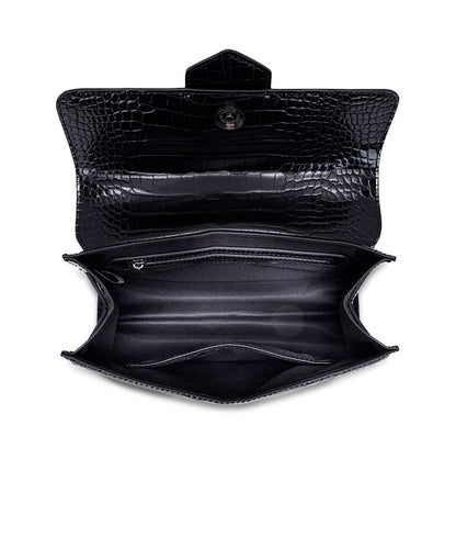 Bolsa Transversal Santa Lolla Pequena Croco Preta