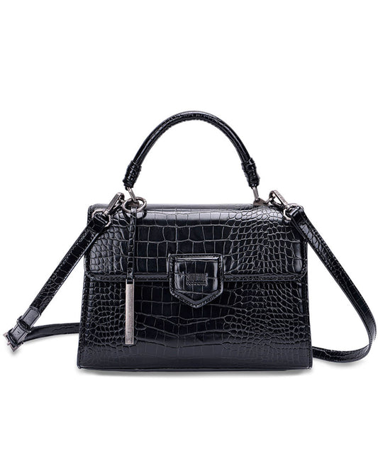 Bolsa Transversal Santa Lolla Pequena Croco Preta