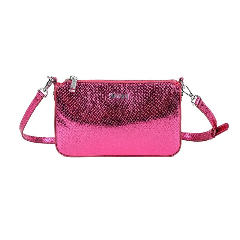 Bolsa Transversal Santa Lolla Pink Metalizada Escamas