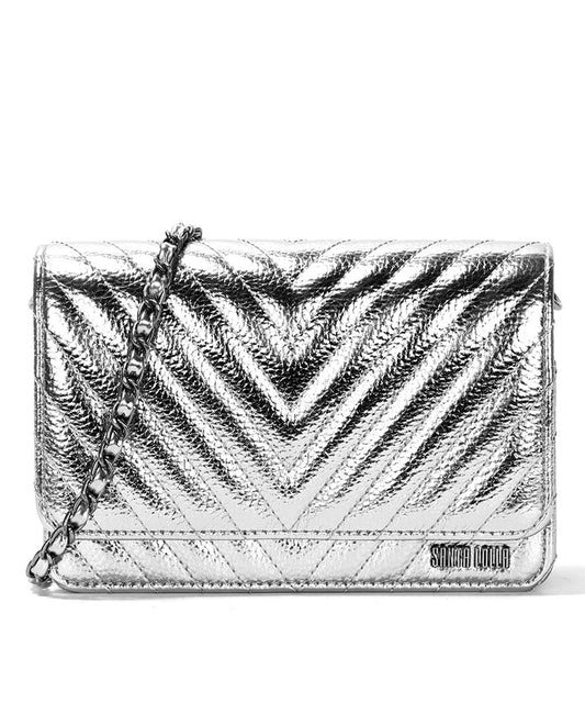 Bolsa Transversal Santa Lolla Prata Metalizada Correntes