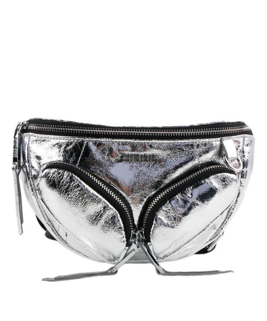 Bolsa Transversal Santa Lolla Prata Metalizada Pequena