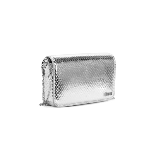 Bolsa Transversal Santa Lolla Prata Metalizado Duas Alças