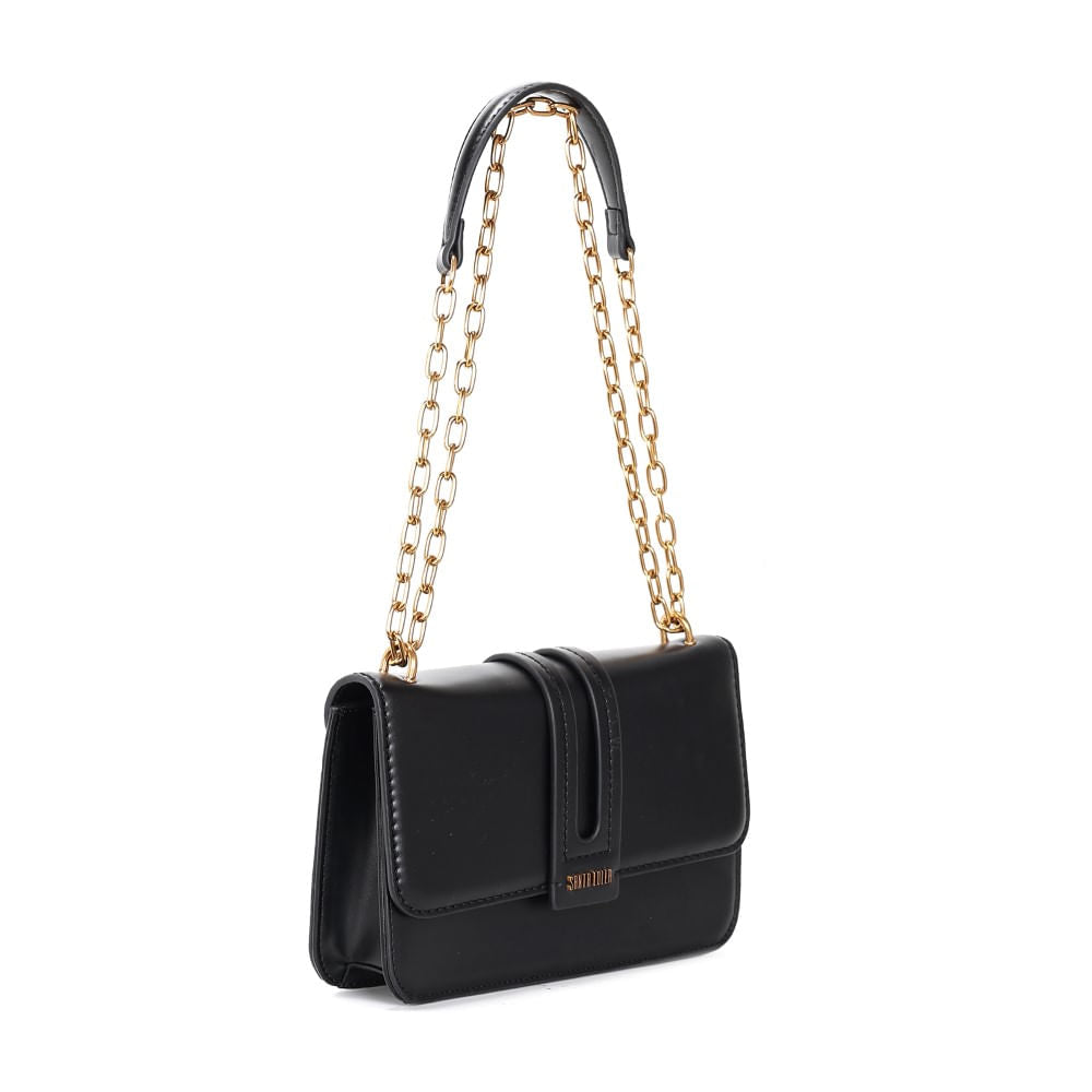 Bolsa Transversal Santa Lolla Preta Alça Correntes