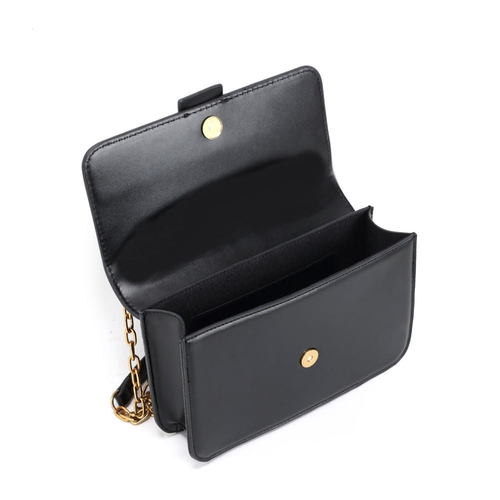 Bolsa Transversal Santa Lolla Preta Alça Correntes