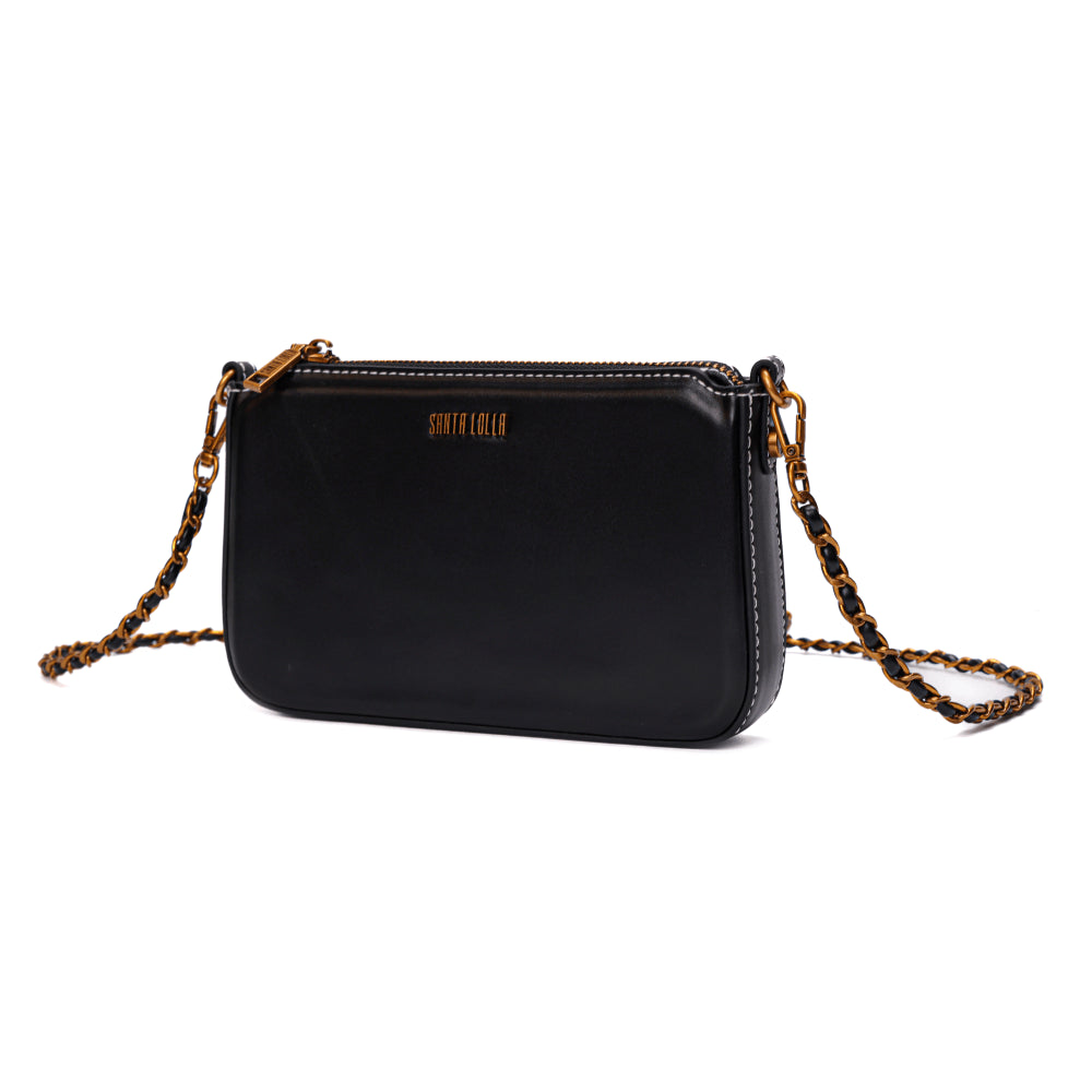 Bolsa Transversal Santa Lolla Preta Alça Correntes