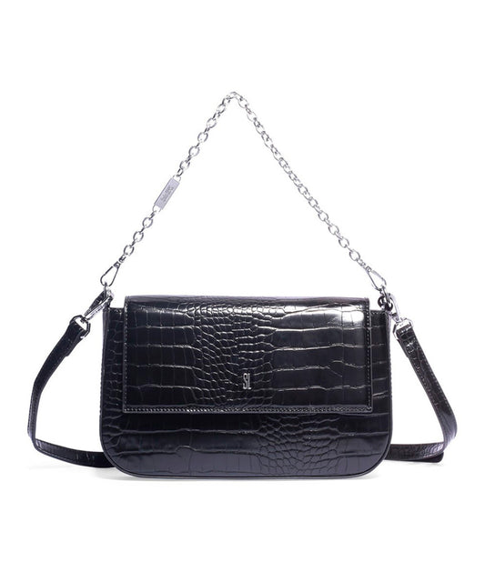 Bolsa Transversal Santa Lolla Preta Alça Mão Correntes