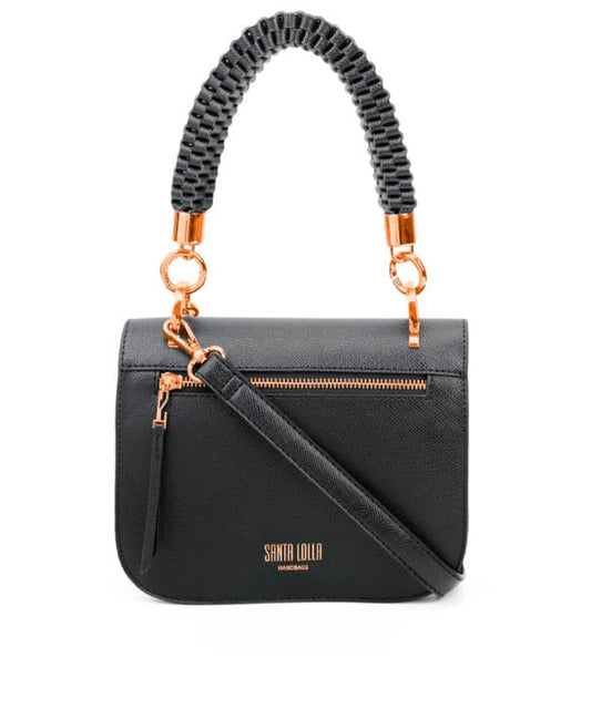 Bolsa Transversal Santa Lolla Preta Alça Mão Tramada