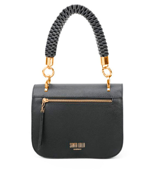 Bolsa Transversal Santa Lolla Preta Alça Mão Tramada