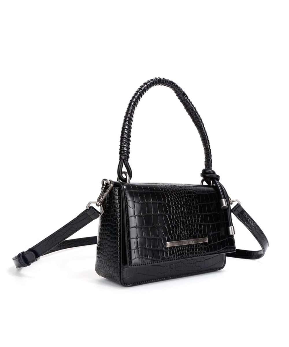 Bolsa Transversal Santa Lolla Preta Brilho