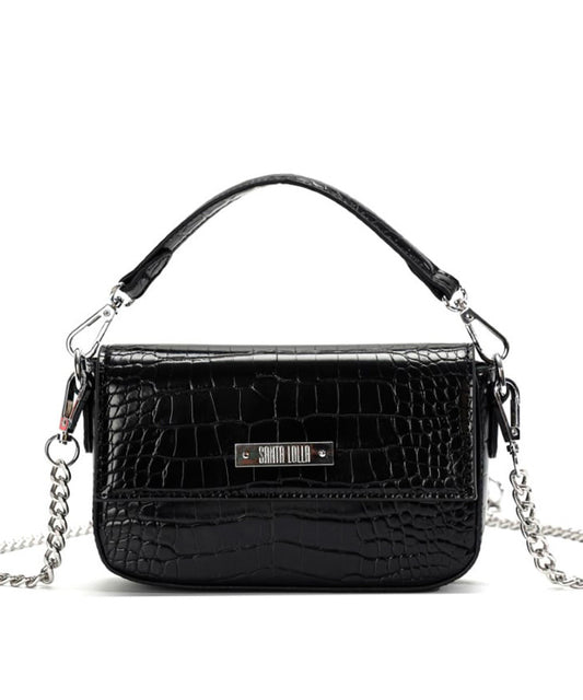 Bolsa Transversal Santa Lolla Preta Brilho