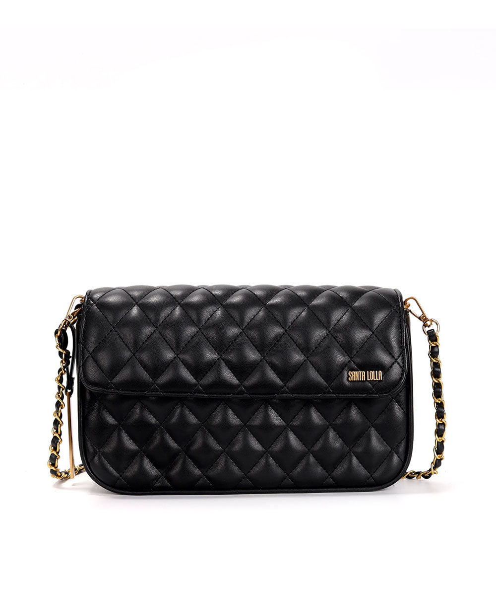 Bolsa Transversal Santa Lolla Preta Corrente Matelassê