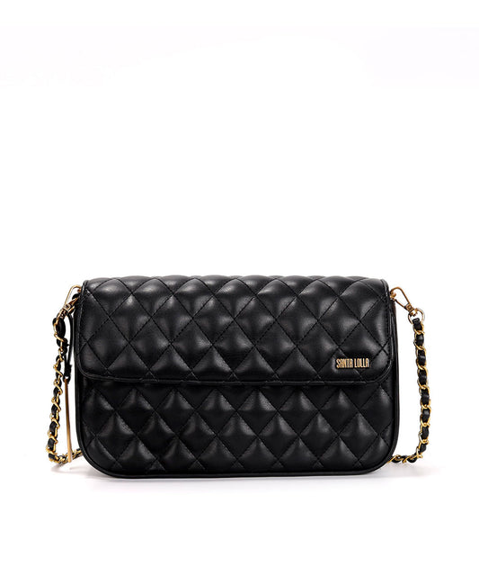 Bolsa Transversal Santa Lolla Preta Corrente Matelassê