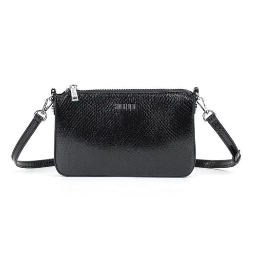 Bolsa Transversal Santa Lolla Preta Metalizada Escamas