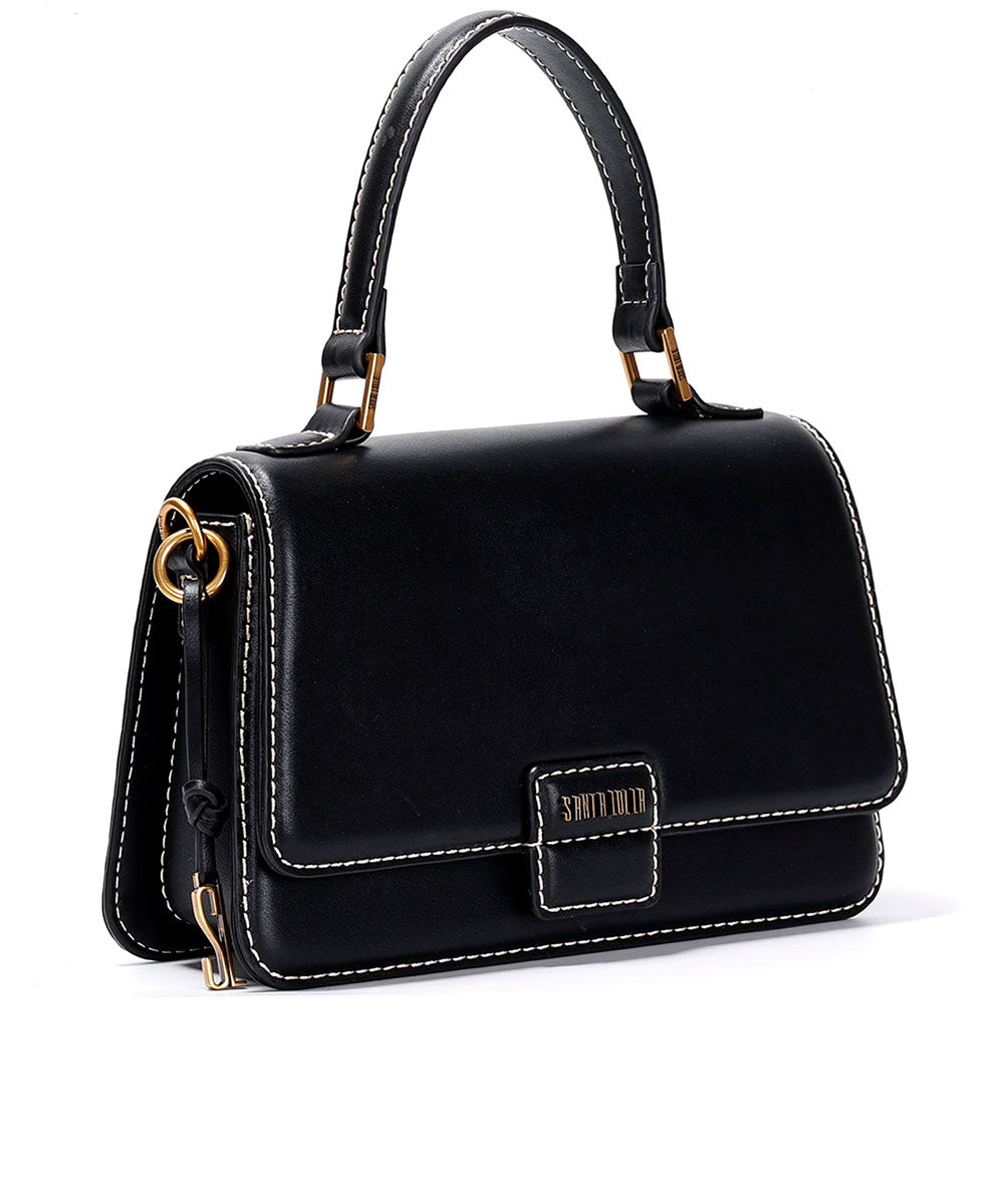 Bolsa Transversal Santa Lolla Preta Pesponto