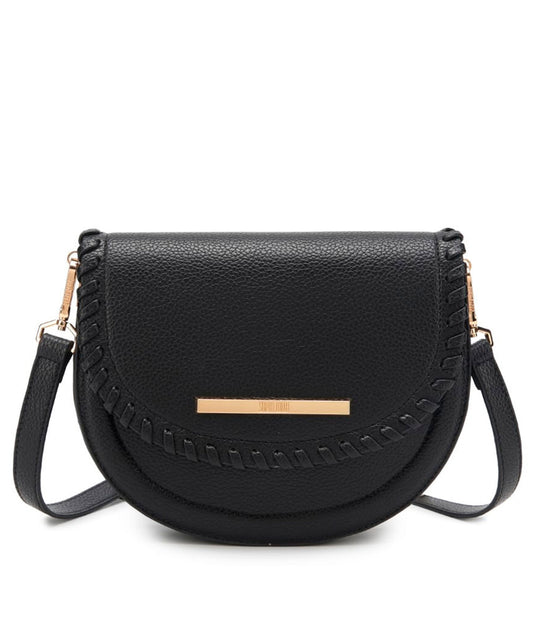 Bolsa Transversal Santa Lolla Preta Tramada Meia Lua