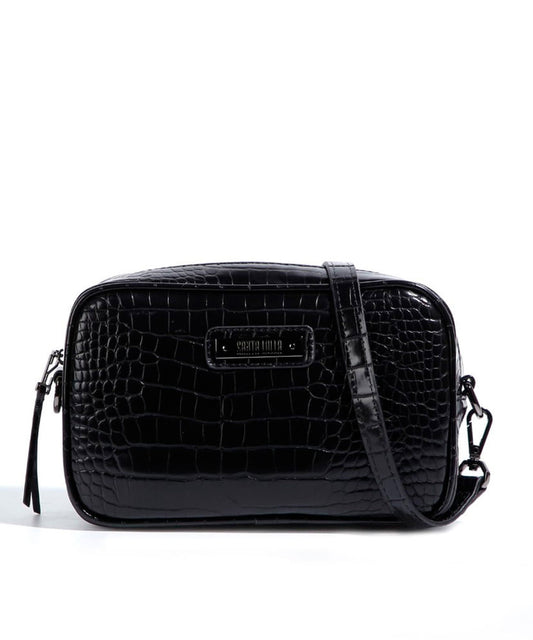 Bolsa Transversal Santa Lolla Preta Verniz