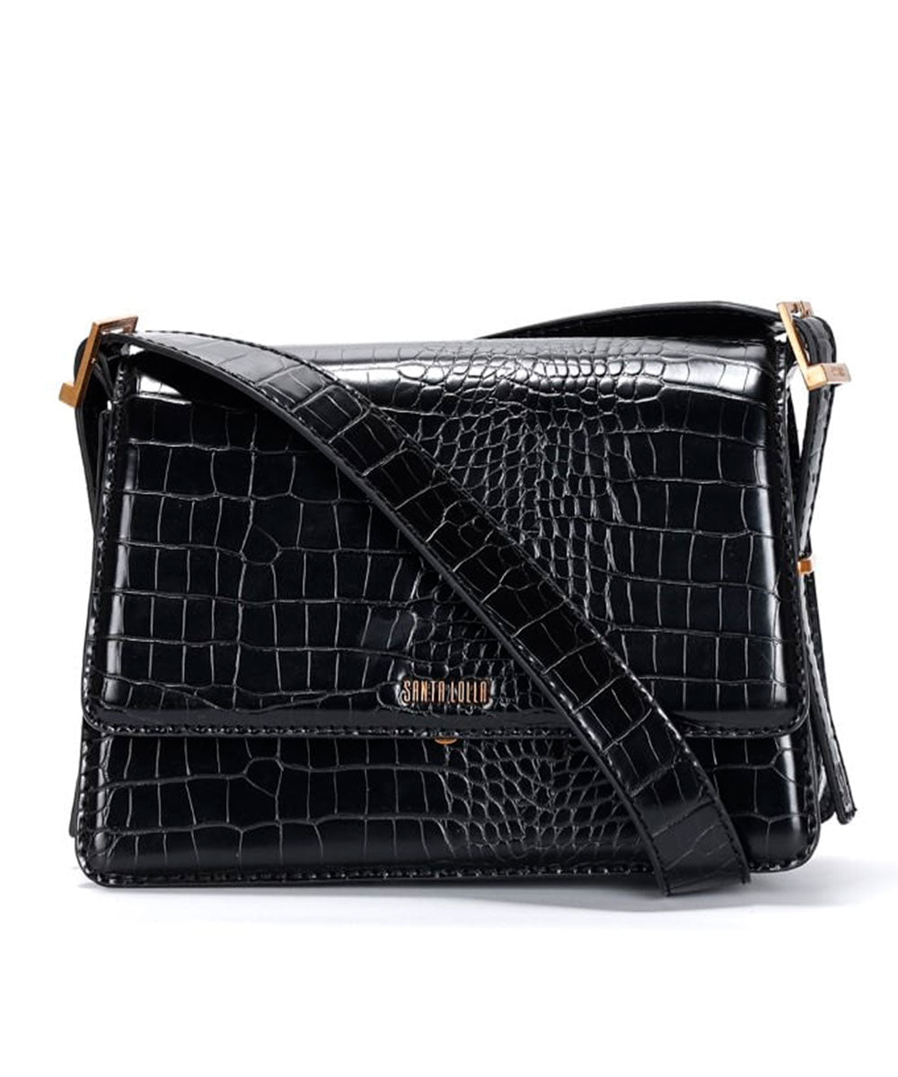 Bolsa Transversal Santa Lolla Preto Brilho