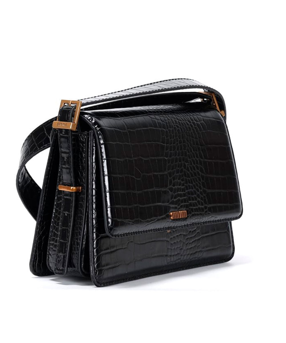 Bolsa Transversal Santa Lolla Preto Brilho